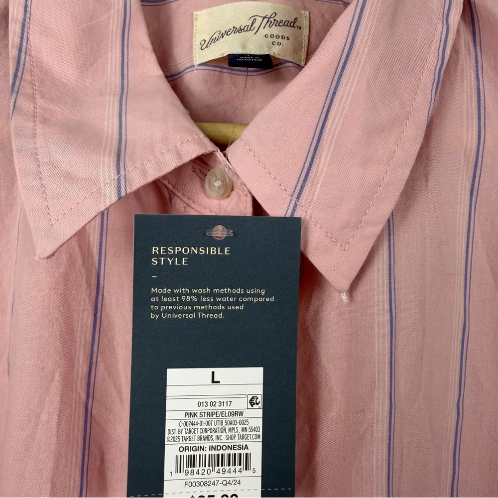 Universal Threads Pink Striped Button-Up Shirt - Picture 6 of 10